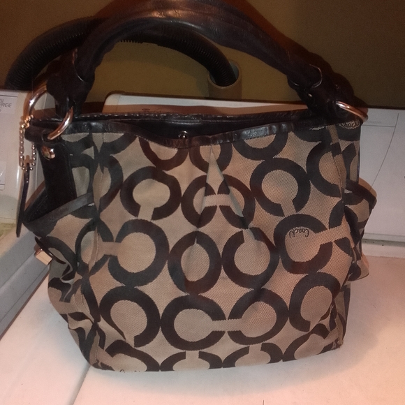 Coach Black‎ and Brown Signature Shoulder Bag - Picture 13 of 14